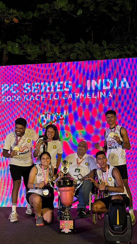 Another snap of the Indian pickleball team on the winning podium.