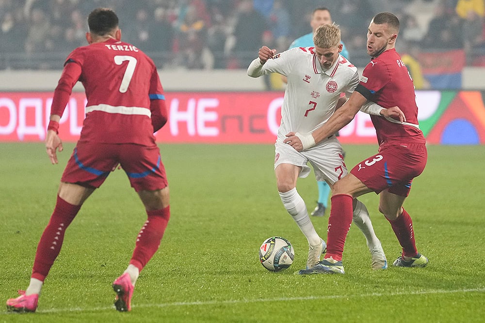 UEFA Nations League Soccer Serbia Vs Denmark football gallery_Strahinja Pavlovic