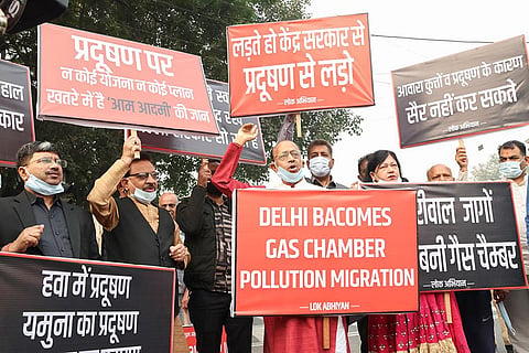 BJP protest over Delhi air pollution