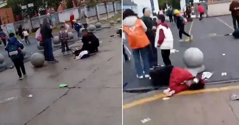 Visual from the school in China where a vehicle injured many children