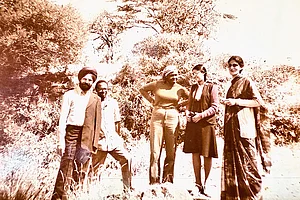 | Courtesy: Rupinder Pannu Brar : Fond Memories: Brar with her parents and their colleagues on a trip to the Ngorongoro crater, Tanzania
