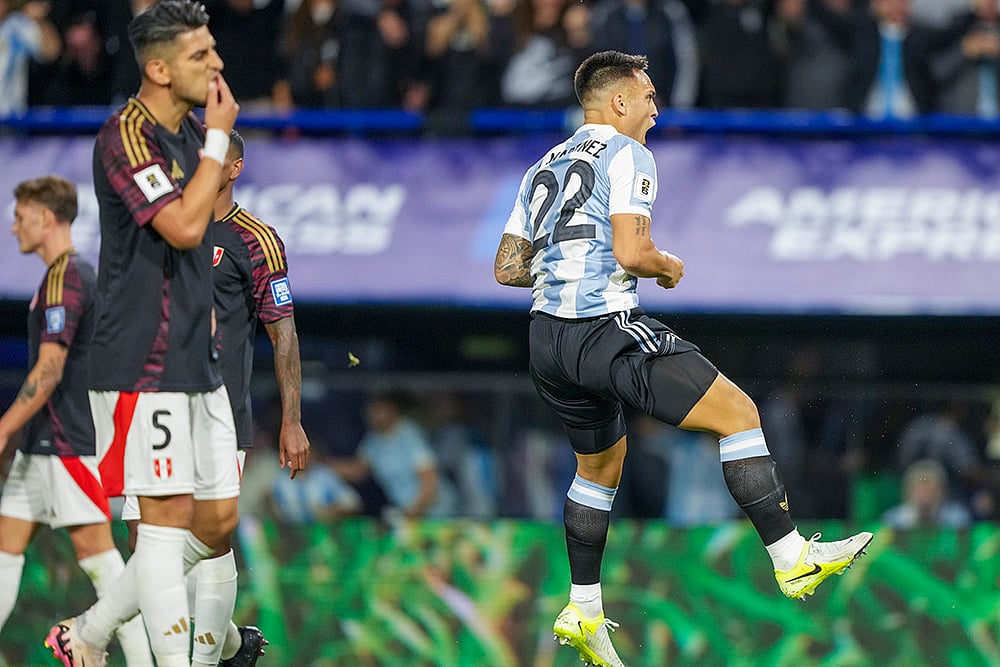 FIFA Soccer World Cup 2026 Qualifiers Argentina Vs Peru football match_Lautaro Martinez