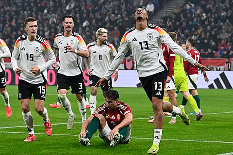 Nations League Soccer: Germany's Felix Nmecha celebrates after scoring his side's first goal 