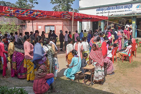 Jharkhand polls phase 2: People wait in a queue to cast vote in Ranchi