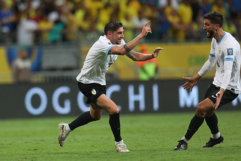 FIFA Soccer World Cup 2026 Qualifiers Brazil vs Uruguay football match_Federico Valverde