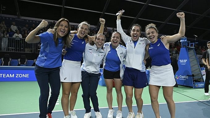 X/BJKCup : Italian team at the Billi Jean King Cup 2024 finals.