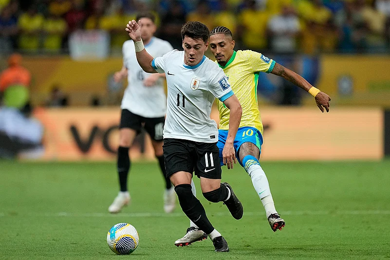 FIFA Soccer World Cup 2026 Qualifiers Brazil vs Uruguay football match_Facundo Pellistri