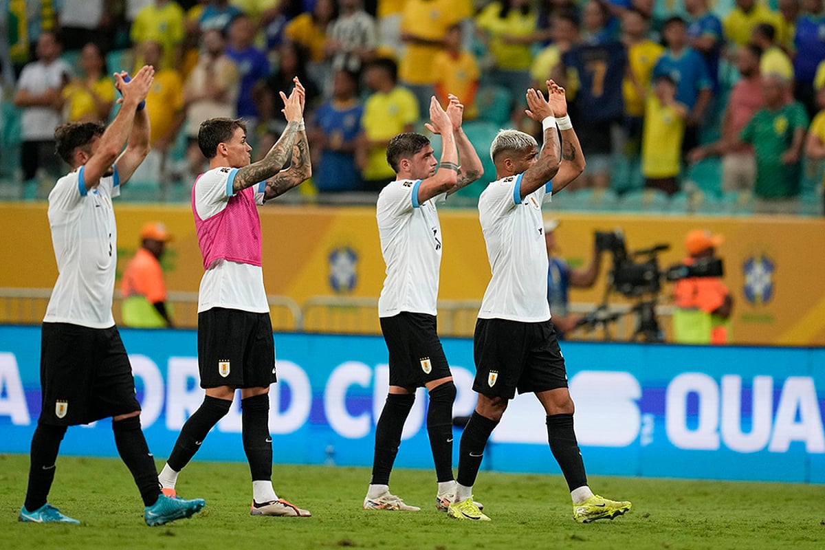 FIFA Soccer World Cup 2026 Qualifiers Brazil vs Uruguay football match photo gallery