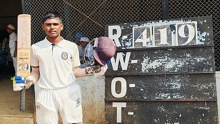 Photo: X | Swadesh Ghanekar : Ayush Shinde in the Harris Shield Tournament.