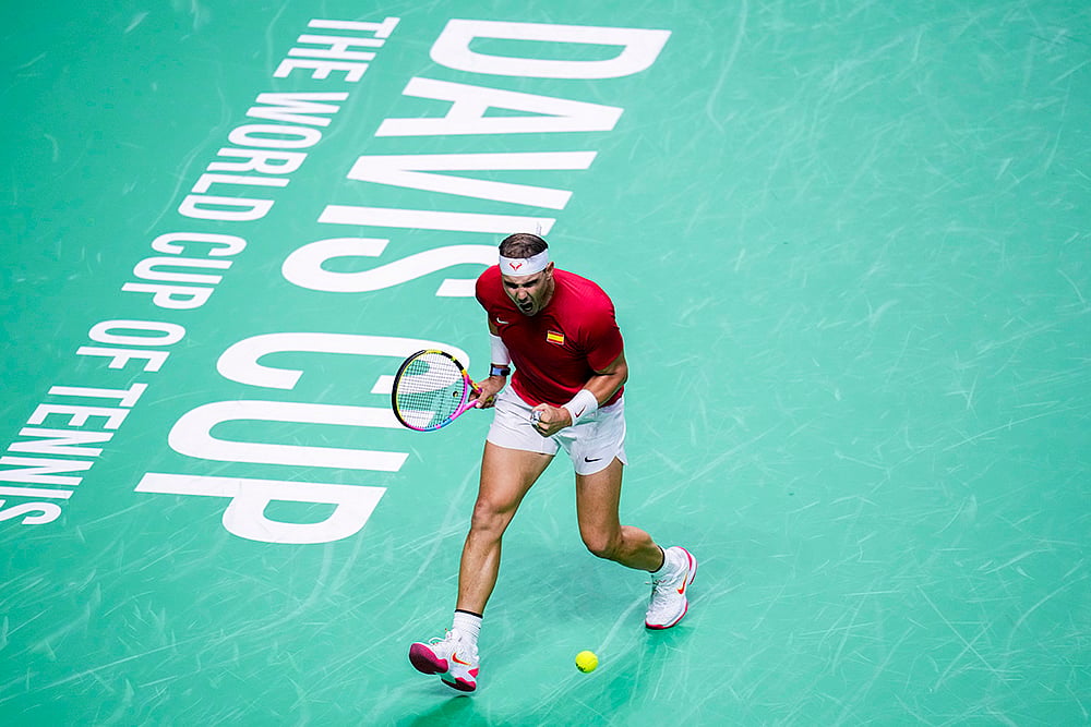 2024 Davis Cup Tennis Finals Rafael Nadal Retires_Nadal celebrates a point