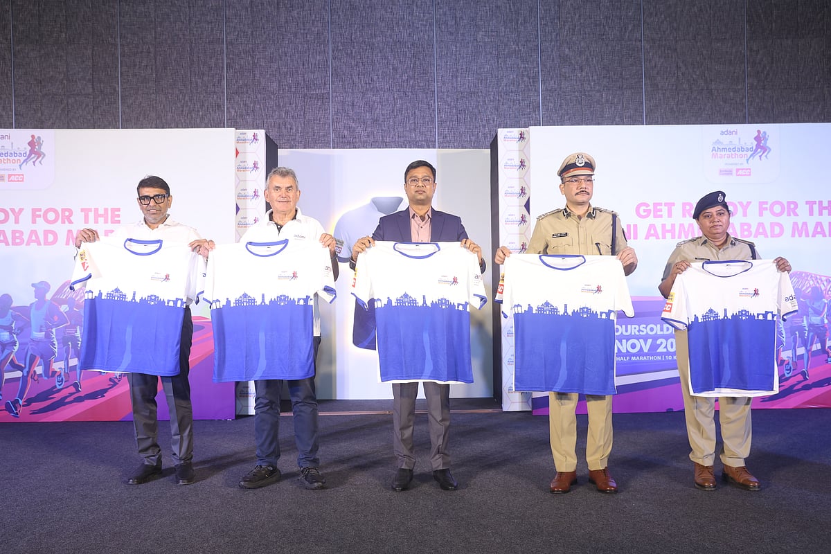 Special arrangement : Stakeholders in the Adani Ahmedabad Marathon.