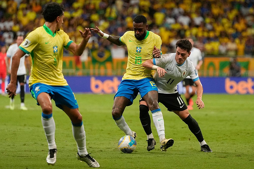 FIFA Soccer World Cup 2026 Qualifiers Brazil vs Uruguay football match_Brazils Gerson