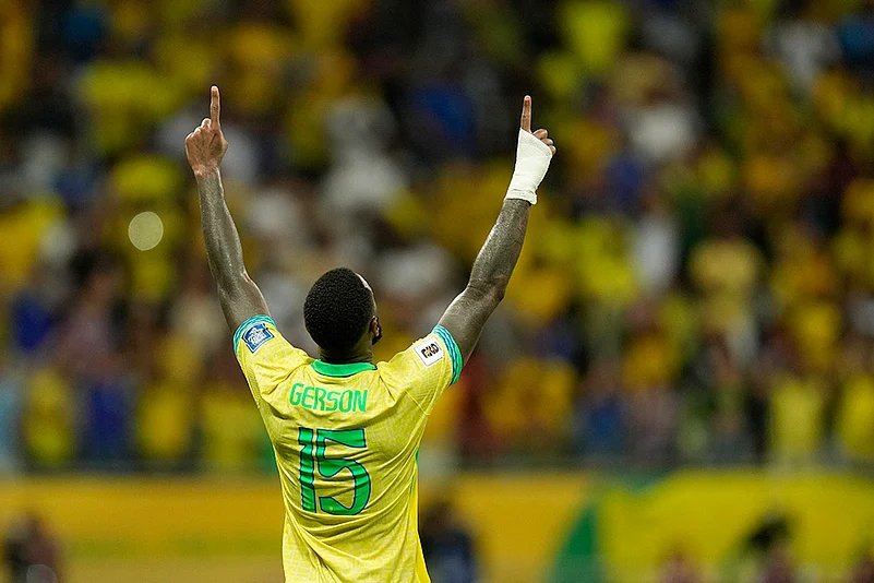FIFA Soccer World Cup 2026 Qualifiers Brazil vs Uruguay football match_Gerson
