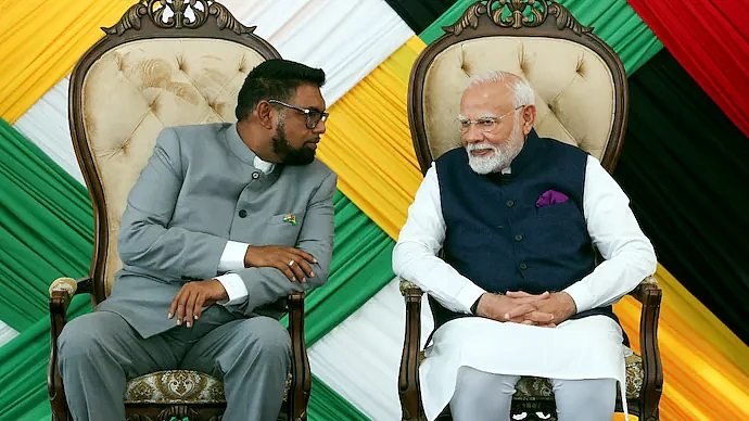 Prime Minister Narendra Modi and President of Guyana Mohamed Irfaan Ali