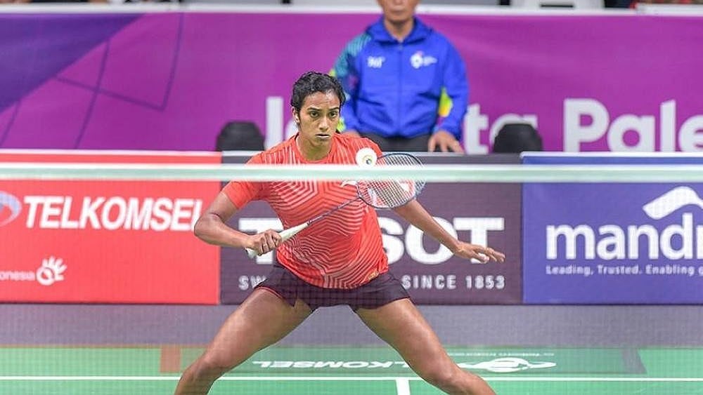 File : File photo of PV Sindhu in action.