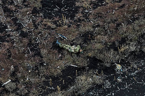 Russia Ukraine War 1000 Days: Body of a dead Russian soldier near Klishchiivka