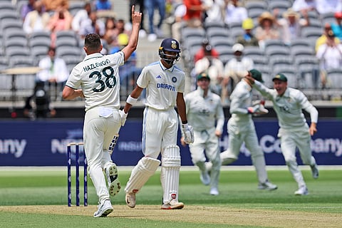 IND Vs AUS 1st Test, Day 1: Australia's Josh Hazlewood celebrates the wicket of India's Devdutt Padikkal
