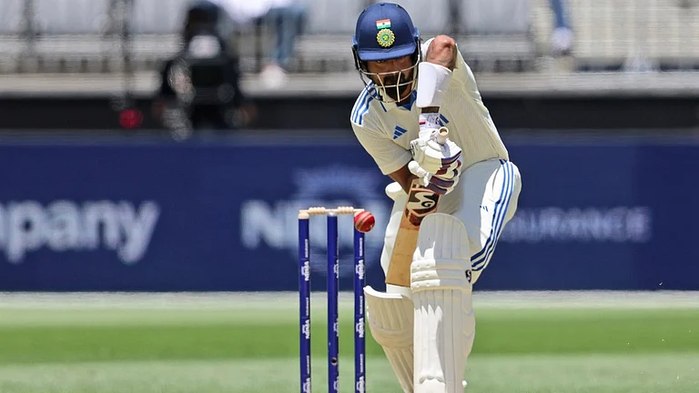 KL Rahul bats on Day 1 of the first Test between India and Australia in Perth on Friday (November 22, 2024). - AP/Trevor Collens