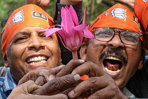 BJP workers celebrate in Nagpur