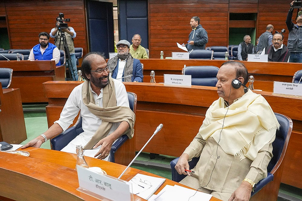 All-Party Meet at the Parliament House, DMK leaders Tiruchi Siva and TR Baalu 