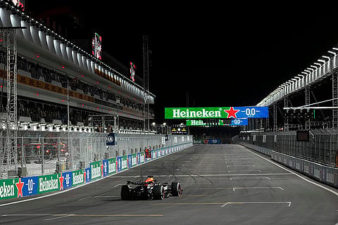 Las Vegas GP: Max Verstappen races during the F1
