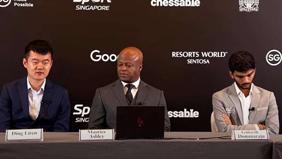 Ding Liren and D Gukesh in post match press conference.
