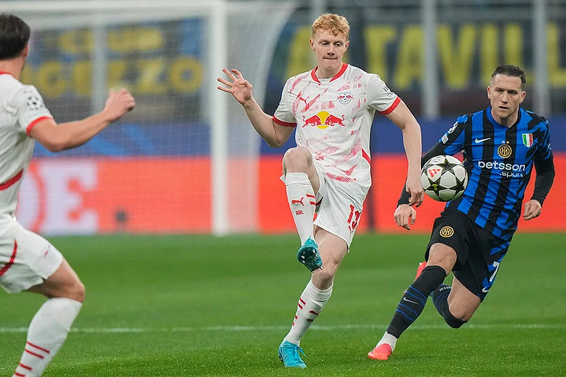UEFA Champions League soccer Inter Milan vs Leipzig football gallery: Nicolas Seiwald