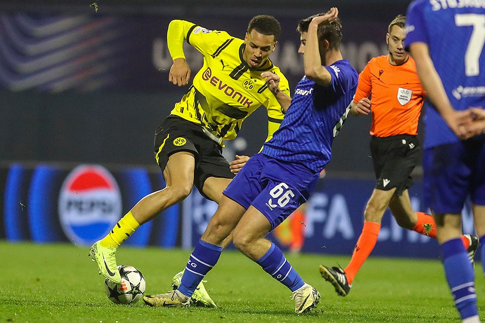 2024-25 UEFA Champions League soccer Dinamo Zagreb vs Dortmund football gallery: Felix Nmecha