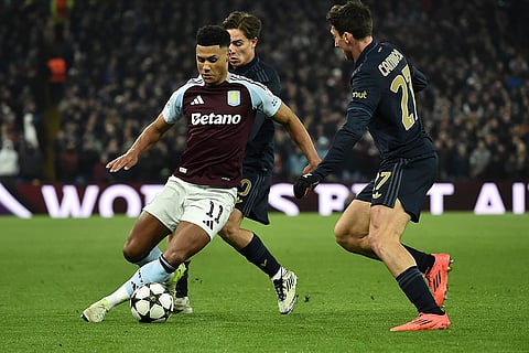 Champions League 2024-25: Aston Villa's Ollie Watkins, left, and Juventus' Andrea Cambiaso fight for the ball 
