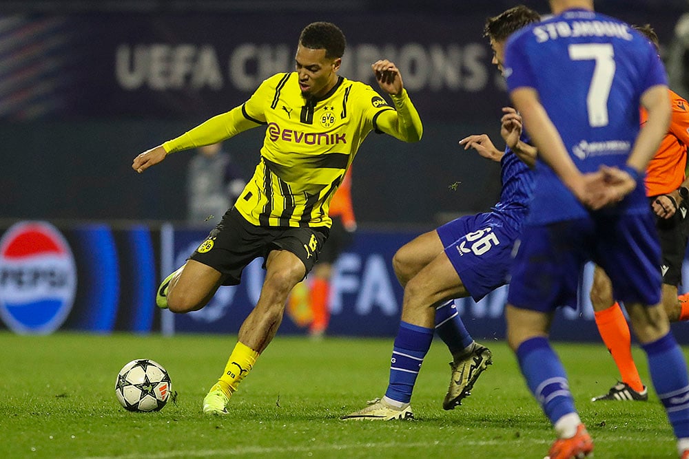2024-25 UEFA Champions League soccer Dinamo Zagreb vs Dortmund football gallery: Felix Nmecha