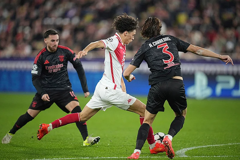 2024-25 UEFA Champions League soccer Monaco Vs Benfica football gallery: Maghnes Akliouche