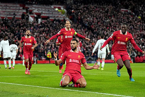 Champions League 2024-25: Liverpool's Cody Gakpo celebrates after scoring his side's second goal