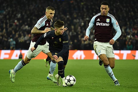 Champions League 2024-25: Juventus' Francisco Conceicao in action in front of Aston Villa's Morgan Rogers