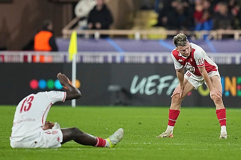 Champions League 2024-25: Monaco's players react at the end of the match against Benfica