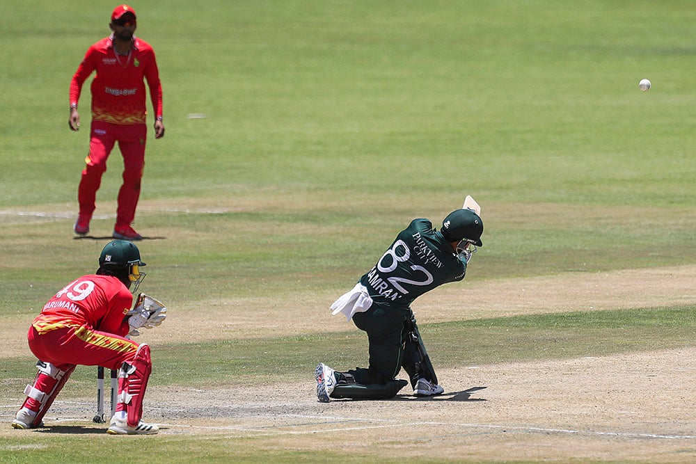 ZIM Vs PAK Cricket 3rd ODI at Queens Sports Club in Bulawayo, Zimbabwe: Kamran Ghulam