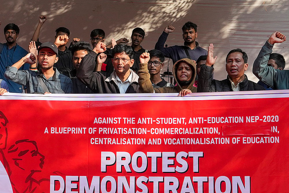 Protest against NEP 2020 in Delhi