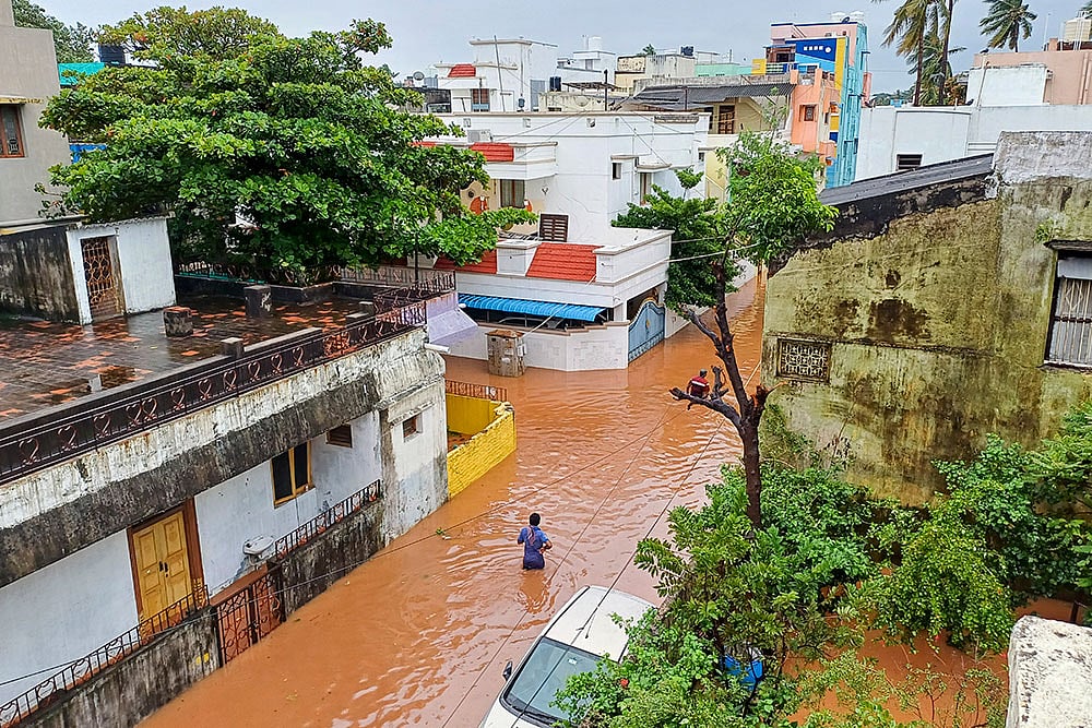Photo: PTI : Aftermath of Cyclone Fengal landfall