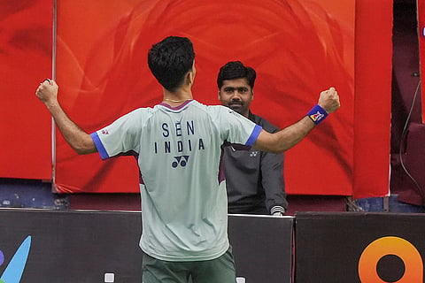 Syed Modi International 2024 Badminton: Badminton player Lakshya Sen reacts during his final match against Jia Heng Jason Teh of Singapore