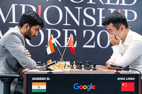FIDE World Chess Championship: D Gukesh and Ding Liren during the fifth game