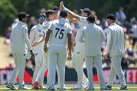 NZ vs ENG 1st Test: New Zealand players celebrate the dismissal of England's Zak Crawley
