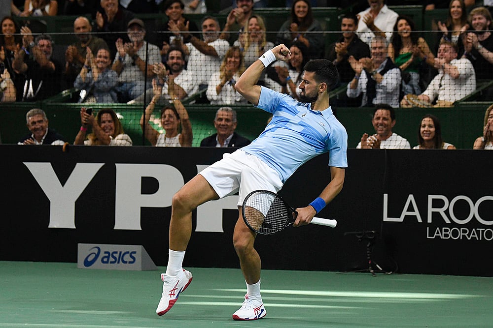 Tennis exhibition match Juan Martin Del Porto vs Novak Djokovic photo gallery: 7