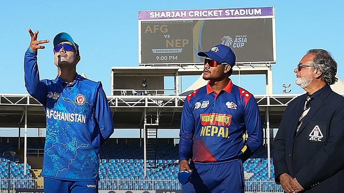 Photo: X | Asian Cricket Council : Afghanistan U-19 Vs Nepal U-19 toss during match 10 of the ACC Asia U-19 Cup 2024.