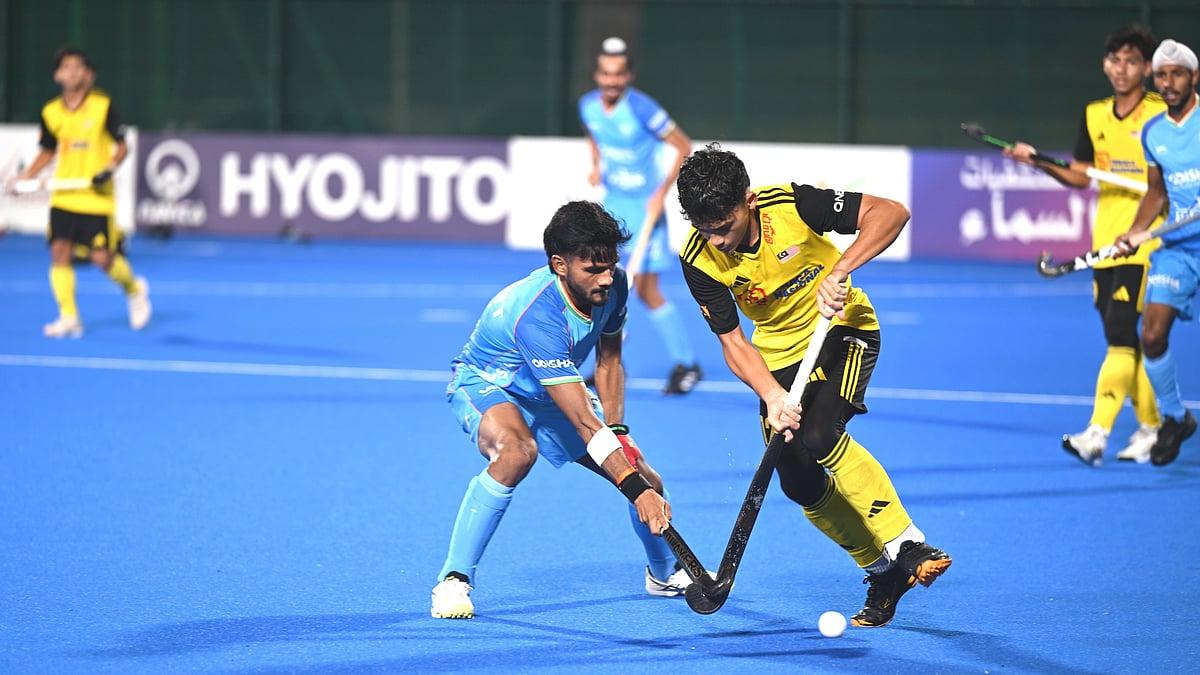 Hockey India : Action from the semi-final clash between India and Malaysia at the Junior Asia Cup 2024 in Muscat.