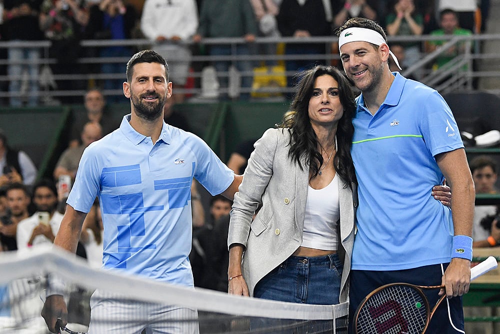 Tennis exhibition match Juan Martin Del Porto vs Novak Djokovic photo gallery: 