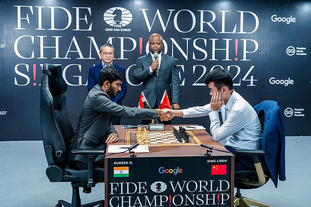 FIDE World Championship 2024 Indias D Gukesh against China’s Ding Liren photos: 2