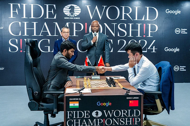 FIDE World Championship 2024 Indias D Gukesh against China’s Ding Liren photos: 2