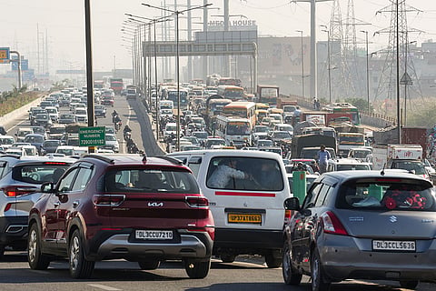 Traffic jam at Ghazipur border