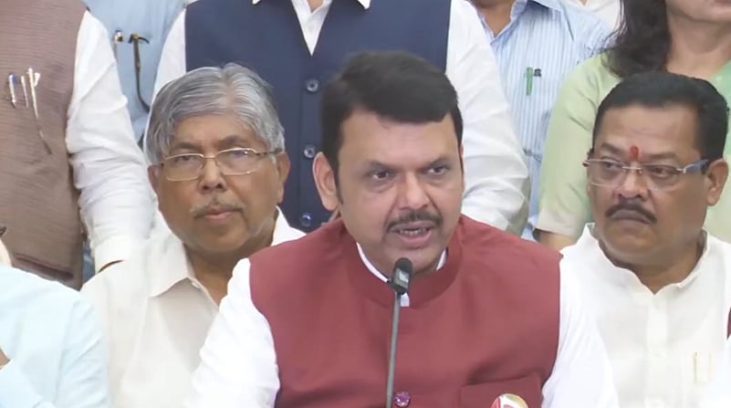 CM designate Devendra Fadnavis addresses media.