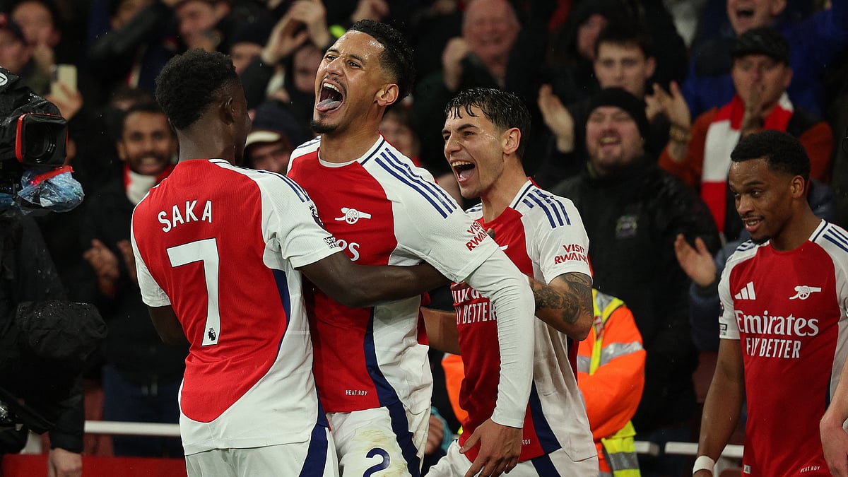 William Saliba scored in Arsenal's 2-0 win over Manchester United