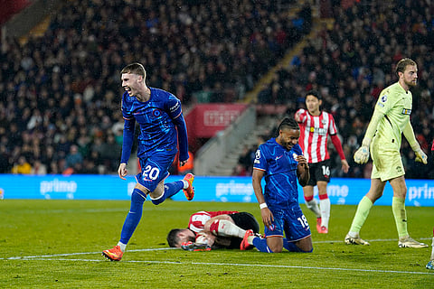 EPL 2024-25: Chelsea's Cole Palmer celebrates scoring their side's fourth goal 